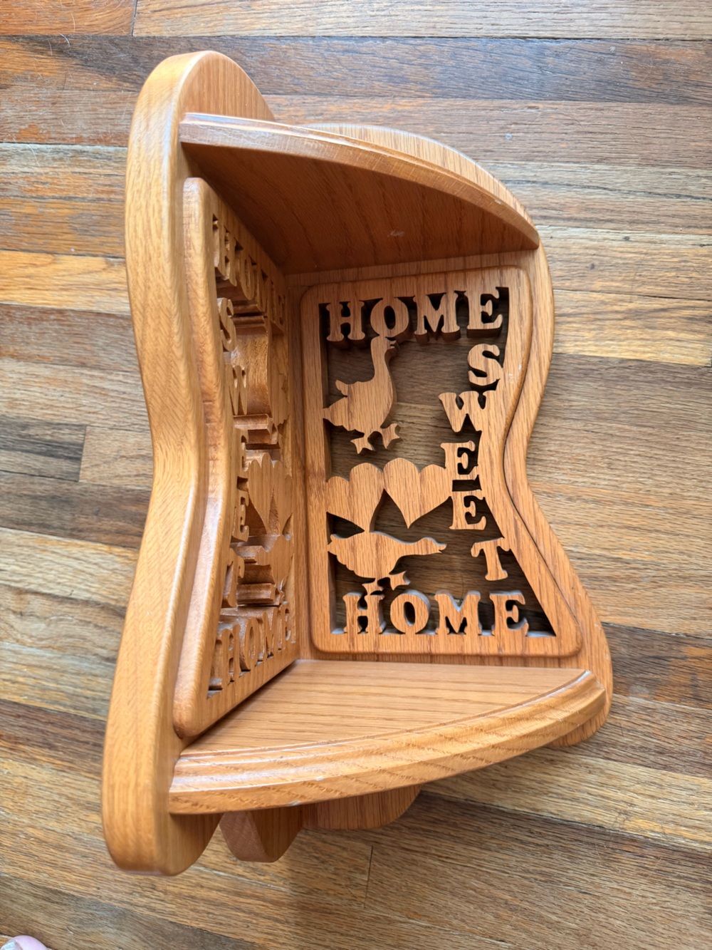 Stanley Oak-Tone 'Home Sweet Home' Decorative Corner Shelf